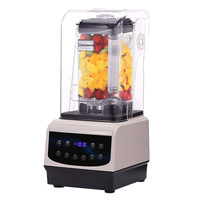 909HOT Fully Automatic 110V Commercial Juicer Blender for Smoothie & Milk Tea Soundproof Cover Glass Container for Household Use
