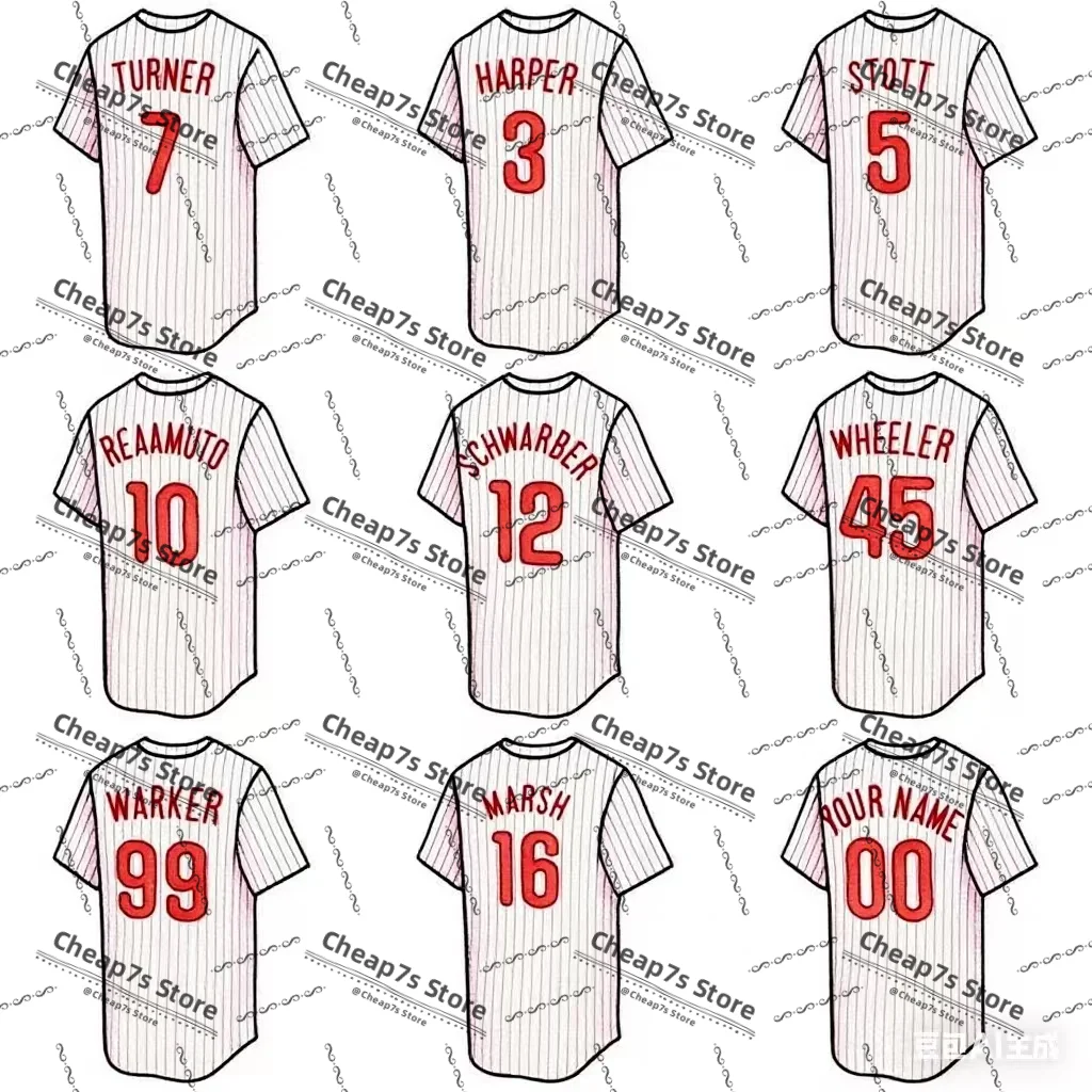 

Men's Youth Stitched Harper TreaTurner J.T. Realmuto Kyle Schwarber Baseball Uniform Shirt Philadelphia American Baseball Jersey
