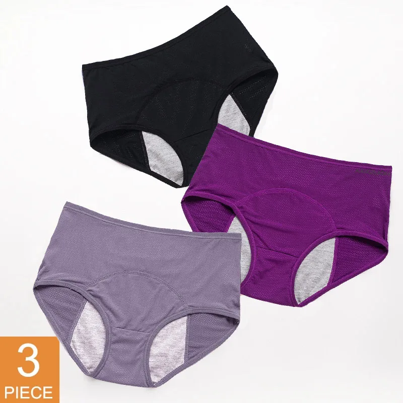 3Pcs Leak Proof Menstrual Panties Women Period Underwear Plus Size Sexy Lingeris Physiological Underpant Waterproof Briefs Girls