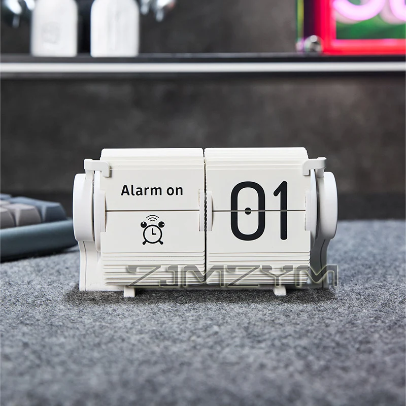 Vintage Flip Clock - Smart Mechanical Desk Calendar with Automatic Date & Alarm,Retro Time Management Tool for Home Decor 탁상시계