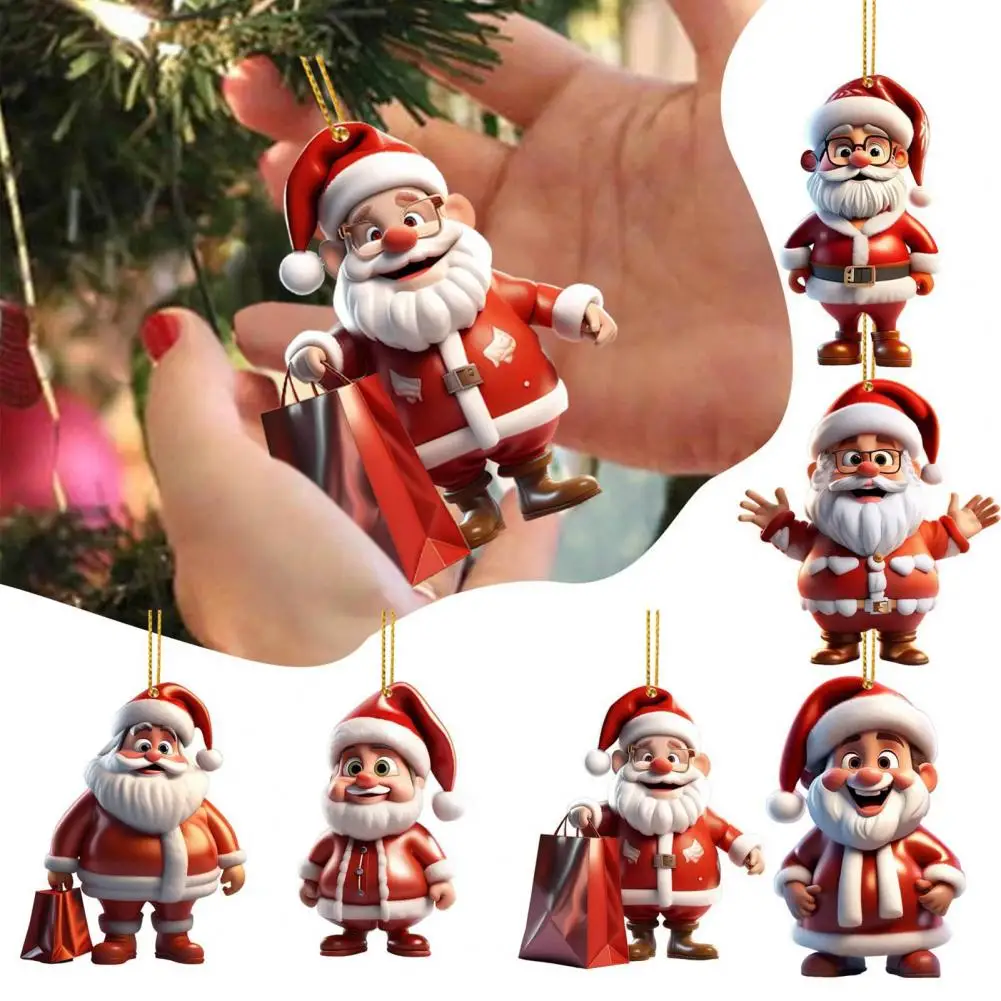 Christmas Tree Ornaments Acrylic Hanging Decorations Set of 12 Santa Claus Acrylic Ornaments for Christmas Tree Holiday for Car