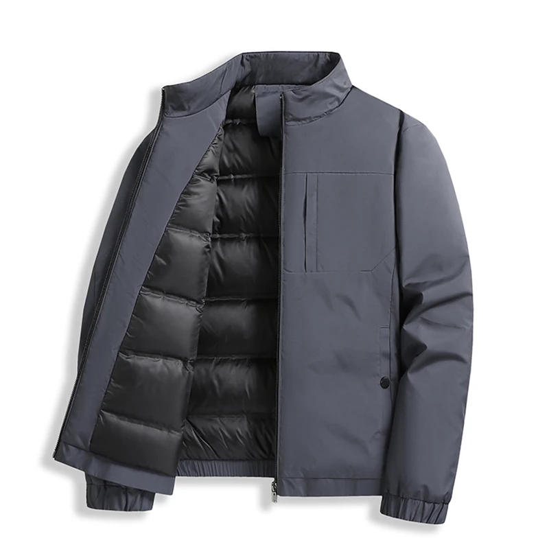 

High Quality Hiking Down Coats for Men Solid Color Windproof Camping Down Jacket Outdoor Stand Collar Male Clothes Fashion New