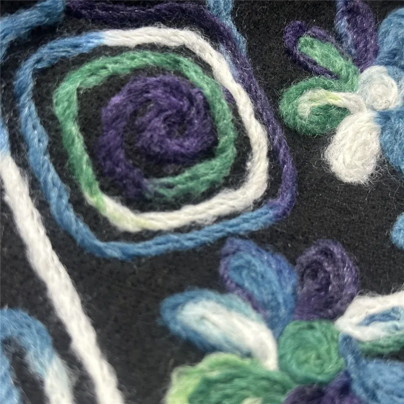 

Green Blue Ethnic Style Yarn Coarse Spun Fabric Imitation Cashmere Yarn Jacquard Jacket Coat Design Cloth for Diy Sewing