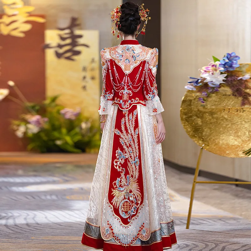 فاخر الوقوف طوق Xiuhe 2025 فستان زفاف العروس الصينية الجديدة معطف التنين والعنقاء فستان النمط الصيني الرجعية #4