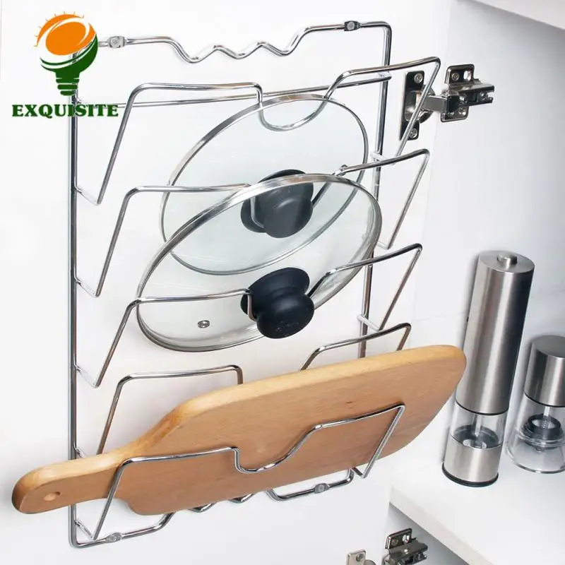 Pot Lid Holder Anti-fall Storage Organizer Metal Rust-free 5 Layer Hot Storages Organizer For Kitchen Pot Lid Rack Wholesale New