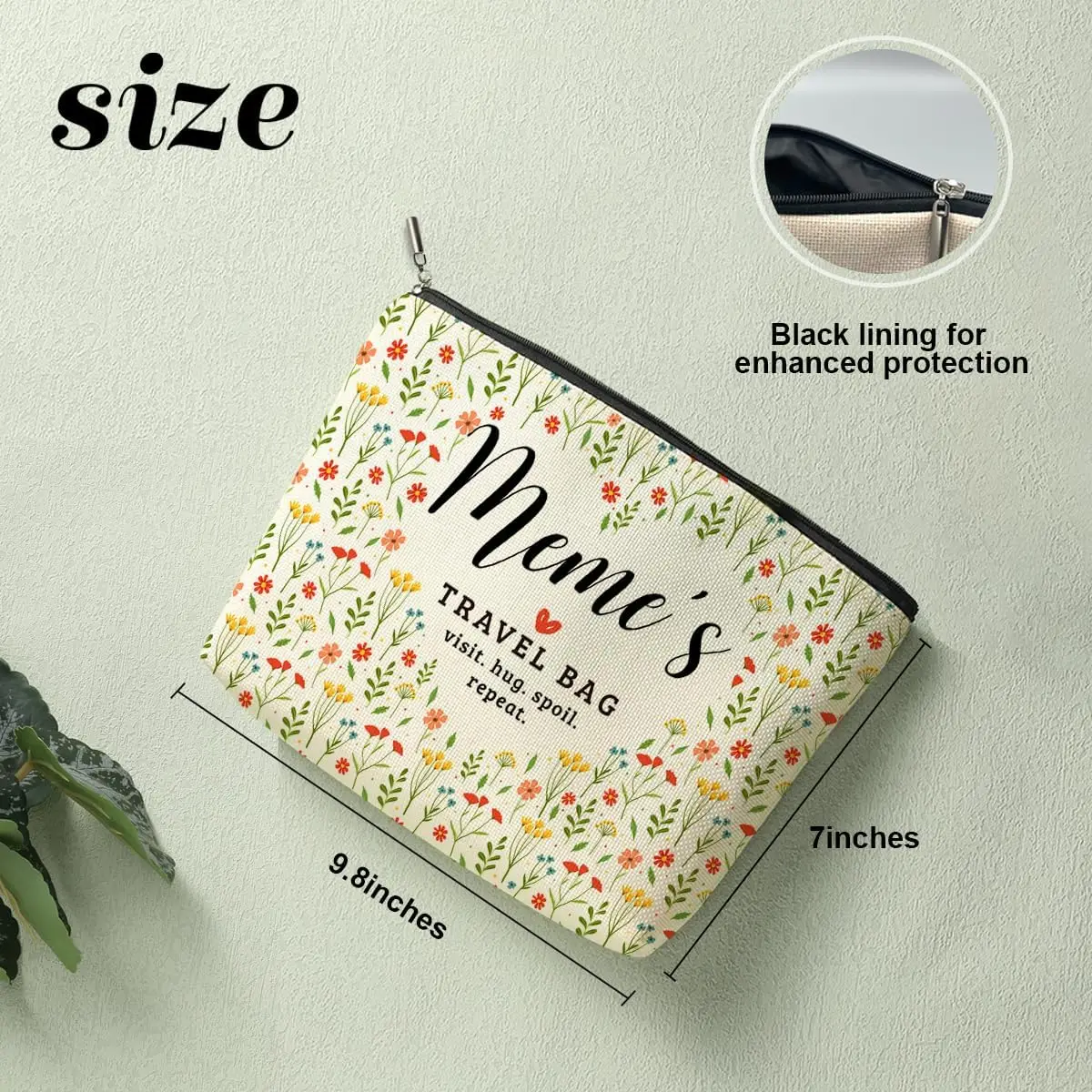 Meme's Travel Bag Mothers Day Makeup Bag Meme Gifts Grandma Birthday Gifts Funny Coloful Floral Cosmetic Bags for Women