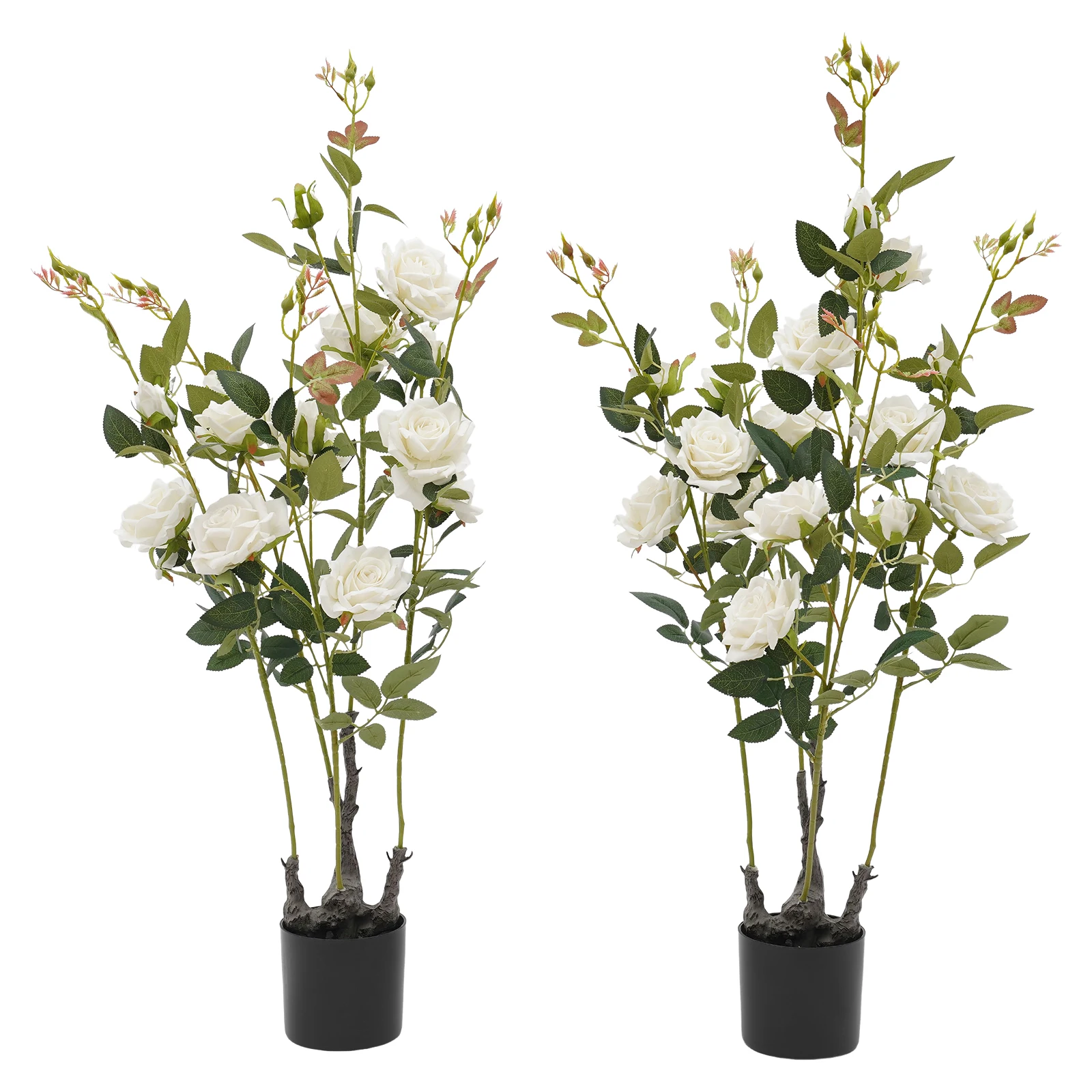 

2Pcs Artificial Rose Trees, 35.4in Tall, Lifelike Silk/PE Flowers, No Assembly, Easy Maintain, for Home/Wedding/festival Decor