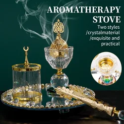 4 in 1 Arabian Crystal Incense Burner Set Clip Incense Diffuser Desktop Fragrance Home Decor Bakhoor Ramadan Housewarming Gift
