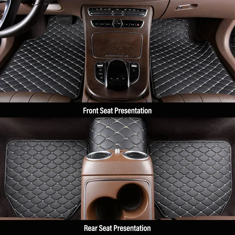 Car Floor Mats 4PCS Universal PU Leather Waterproof Auto Foot Pad Protector Carpet Front and Rear Mats Set Auto Accessories