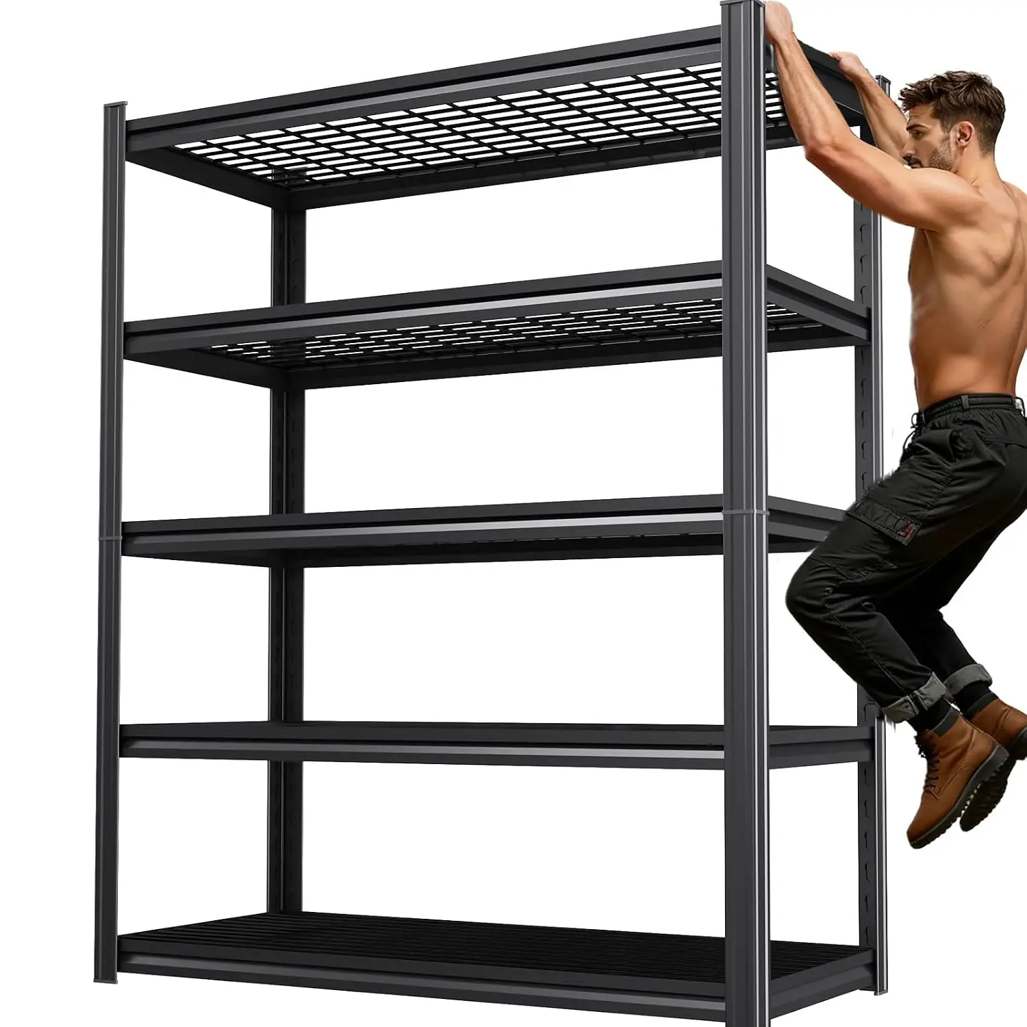 46''W Storage Shelves 2500LBS Heavy Duty Metal 5 Tier Wire Shelf Adjustable Garage 78''x45.6''x19.7'', Customized