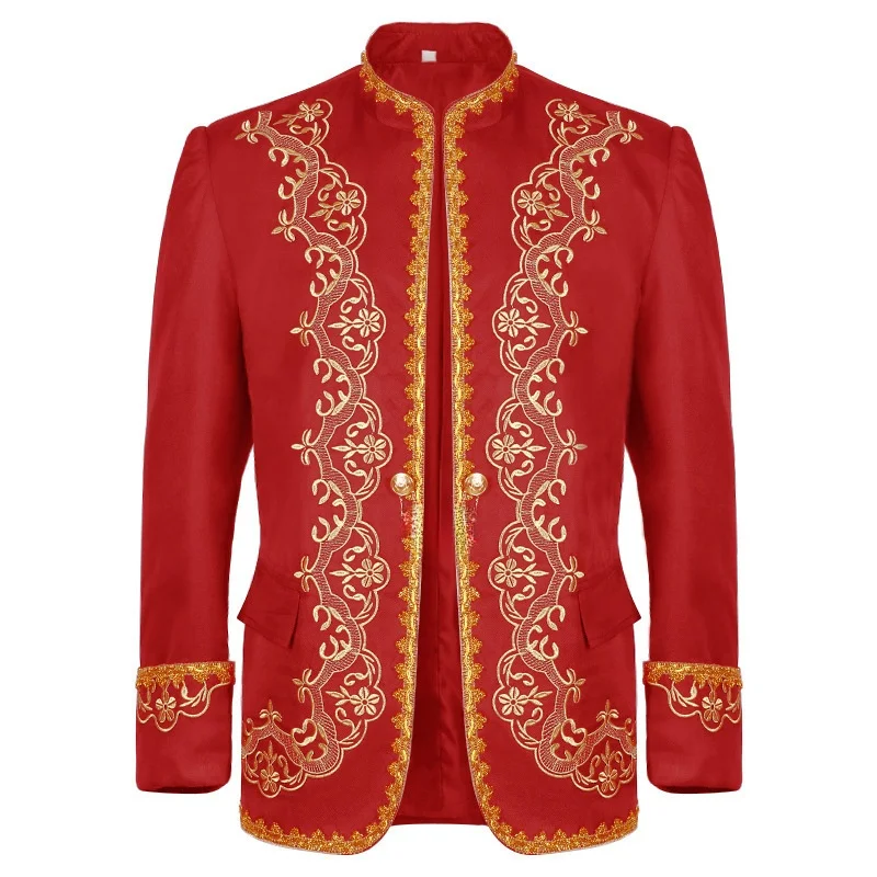 Men's Gold Embellied Medieval Court Costume Ball Performance Suit loween Outfit 2024 Spring Season 8%-90% Conent Con...