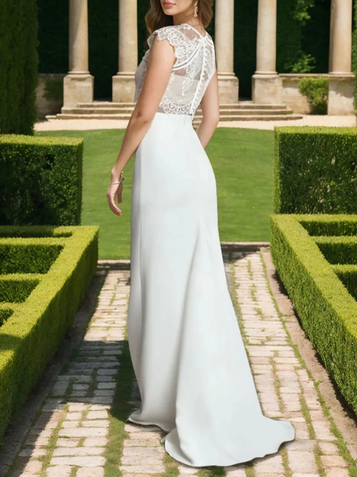 Elegant Modern Mermaid Beach Wedding Dress Sleeveless Lace Chiffon Scoop Neck Sweep Train Sexy Bridal Gown 2025 Free Customized