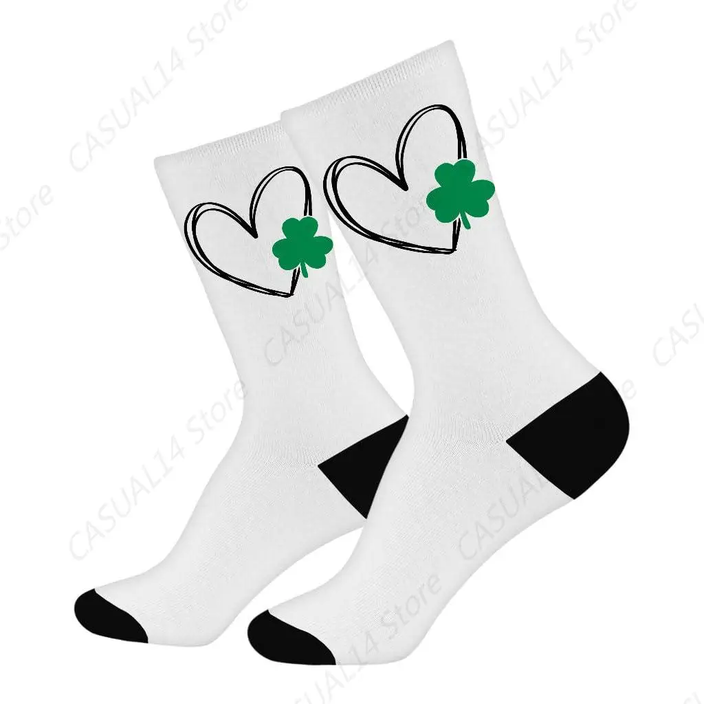 Shamrock Heart Socks Clover Stuff Present For Friend In Tube Socks