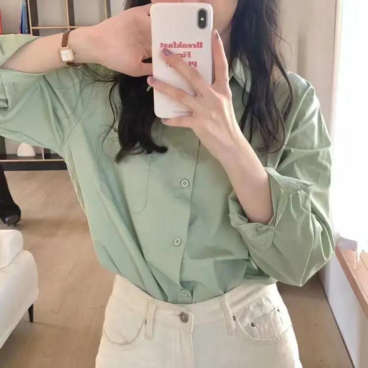 

Long Sleeve Shirts Womens Cotton Polka Dot Relaxed Fit Elegant Minimalist Feminine Comfortable Romantic Youthful Daily Vacation
