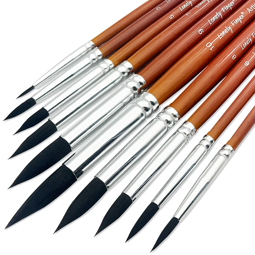 10pcs Professional Watercolor Paint Brushes Set - Premium Round Pointed Tip Nylon Hair Artist Brushes for Acrylic, Watercolor