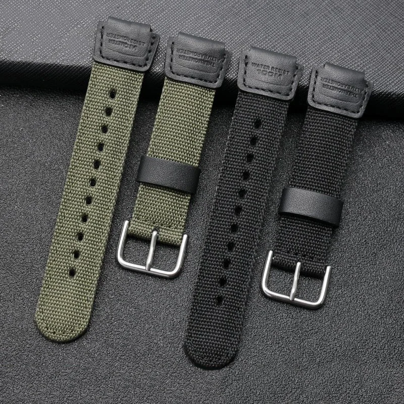 Nylon Watch Strap for Casio AE1200wh 1300 SGW-300H 400 500 F91W F84 AEQ-110W Men's Canvas Nylon Raised Mouth Watch Band 18mm