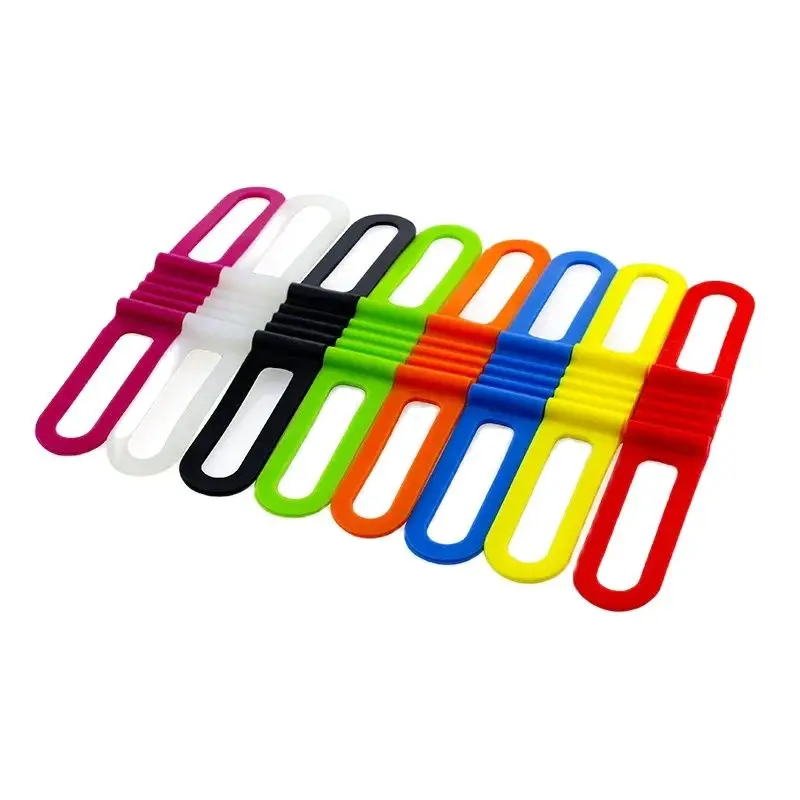 Bicycle Silicone Band Elastic Strap, Flashlight Mount Holder, Bike Light Holder, Multi Colors, 145mm, 1 Pc