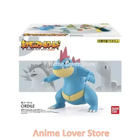 Bandai-Figura Anime Brinquedos para Crianças, Original Scale World, POKEMON Johto Region Feraligator Meganium, Modelo Colecionável de Ornamentos, Presente