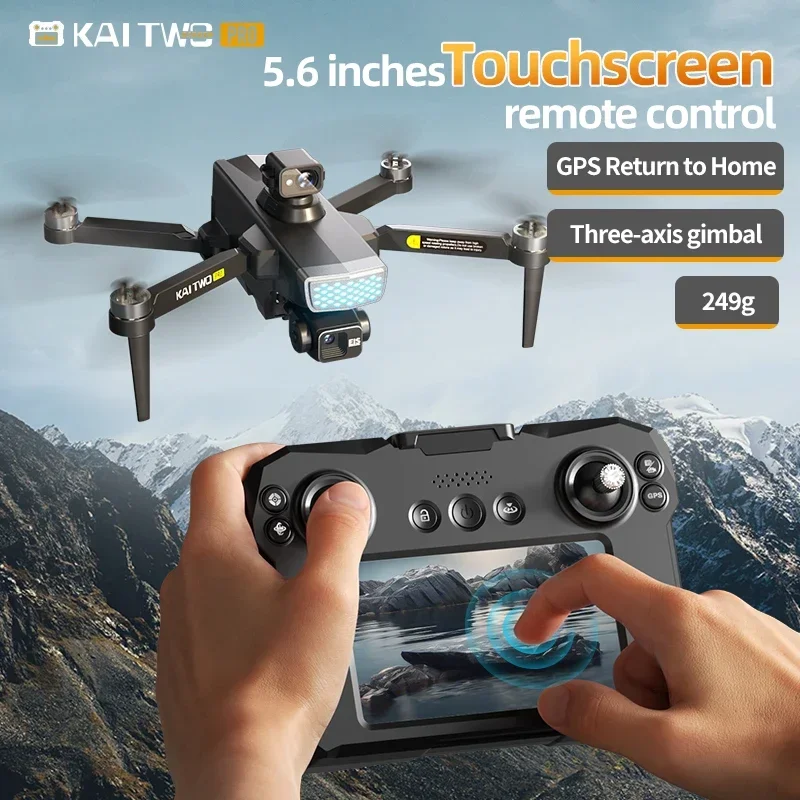 2024 KAI dua Drone dengan layar sentuh 3 sumbu Gimbal 4 K 360 ° Laser serba guna penghisap rintangan GPS posisi Brushless mainan Dron