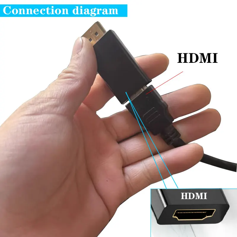 4K DP DisplayPort to HDMI-compatible Adapter Converter Display Port DP to HDMI-compatible HDTV Adapter Video Audio Laptop PC