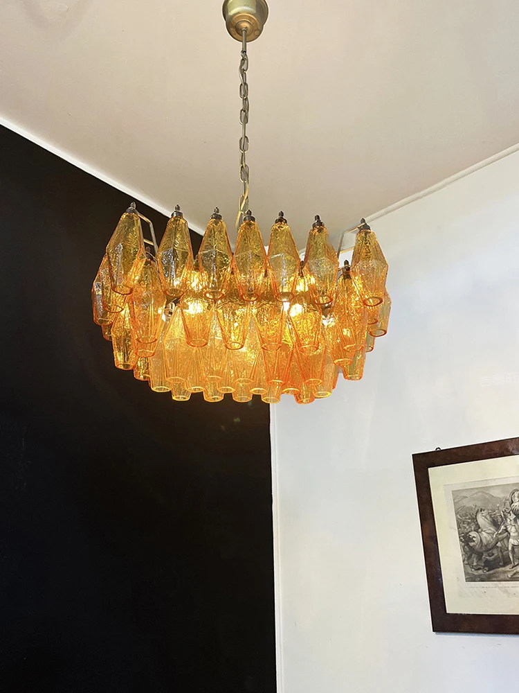 Imagem -04 - Nordic Amber Glass Chandelier Lighting Eletrodoméstico Clássico Lâmpadas Suspensas de Luxo Decoração de Sala de Estar