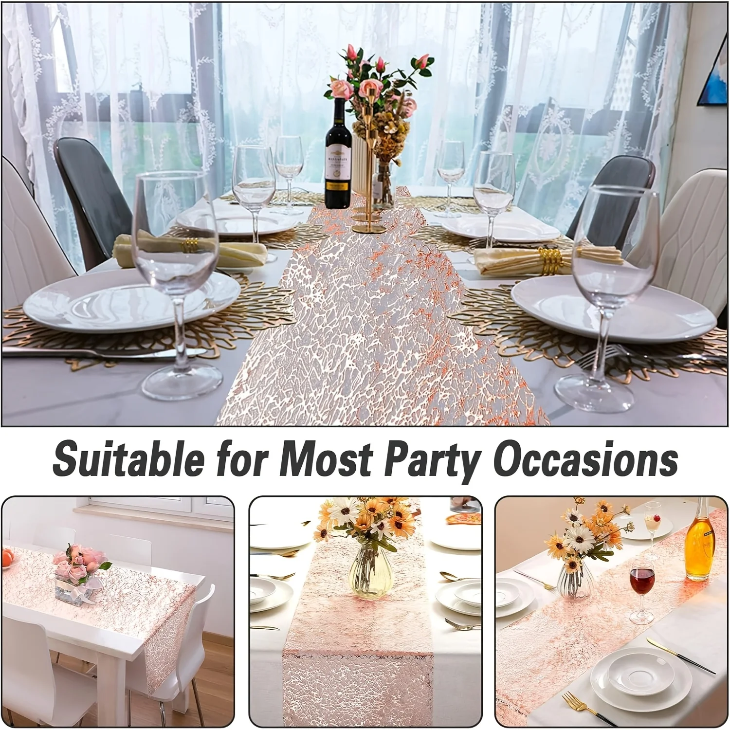 3 قطع من مفرش الطاولة الذهبي/ا - مراجعة Table Runner Sequin وسعره