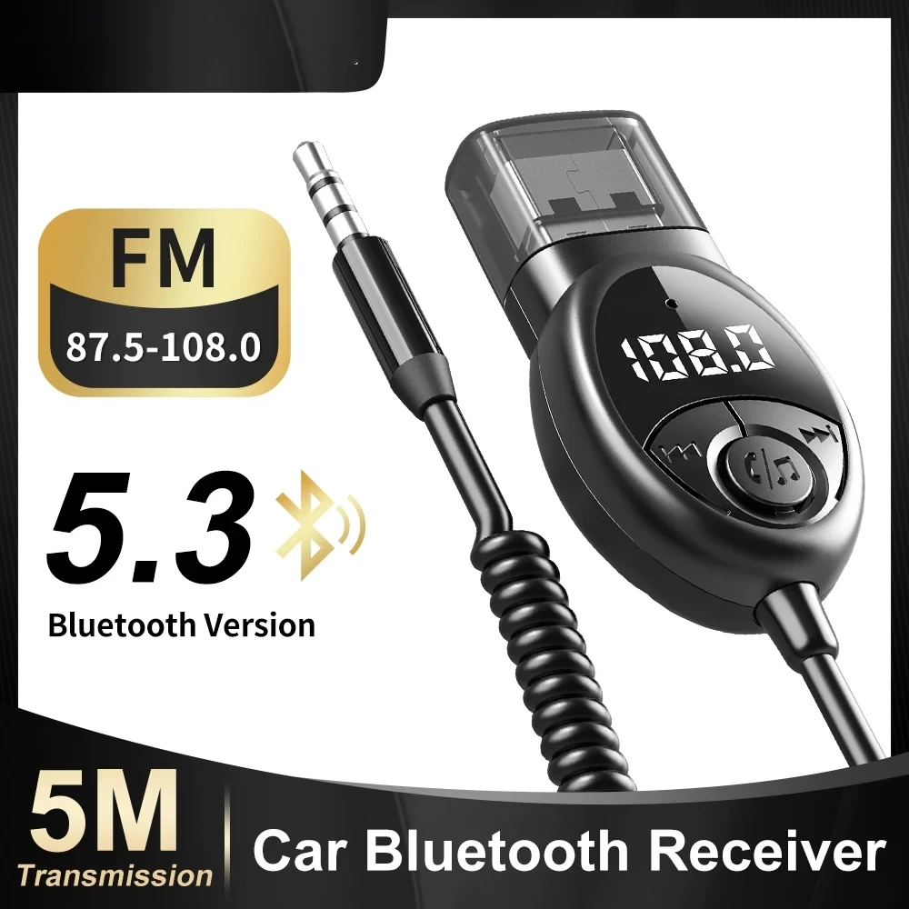 

Беспроводной приемник Bluetooth 5,3 с USB на гнездо 3,5 мм, аудиоадаптер AUX, Музыкальный Микрофон, громкая связь, автомобильный Bluetooth-приемник для автомобильного динамика