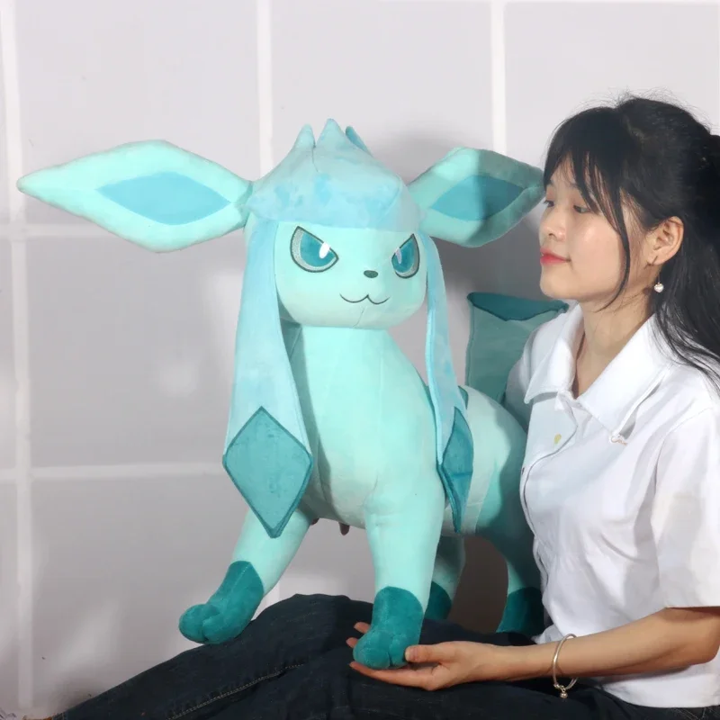 60cm Large Pokemon Glaceon High Quality Anime Plush Toy Doll Animal Stuffed Peluche Pillow Great Birthday Gift For Kid Ornament