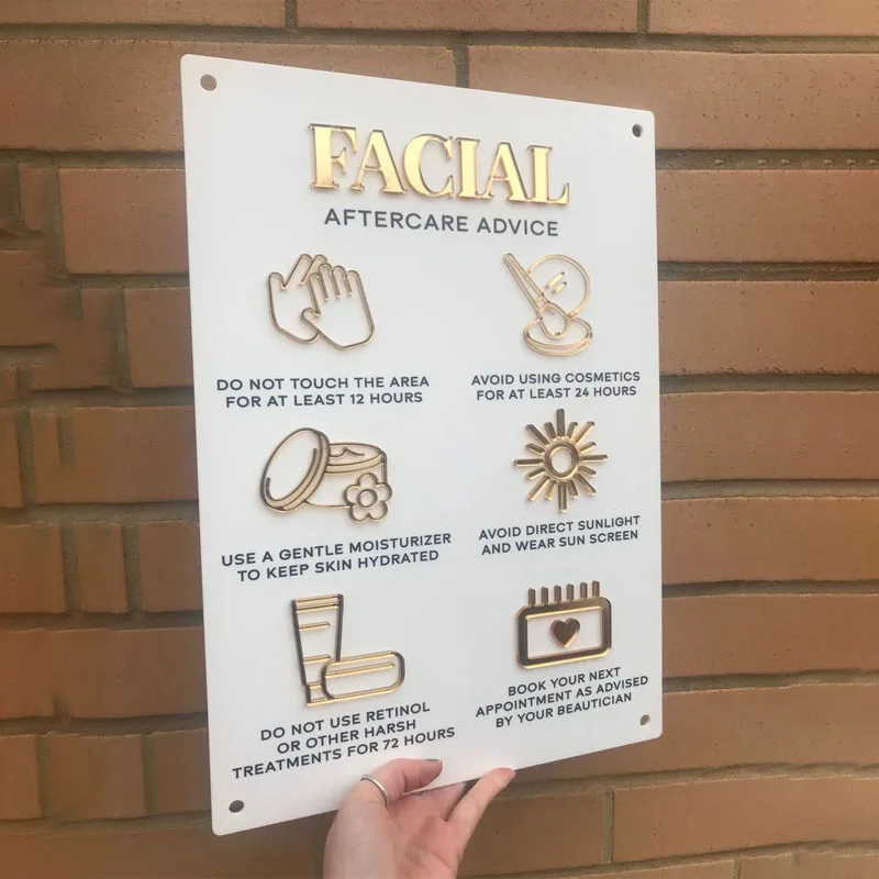 

Facial Aftercare Advice Acrylic A3 Wall Sign Vertical | Beauty Sign | Business Sign | Spa Sign | Salon Sign | Salon Decor