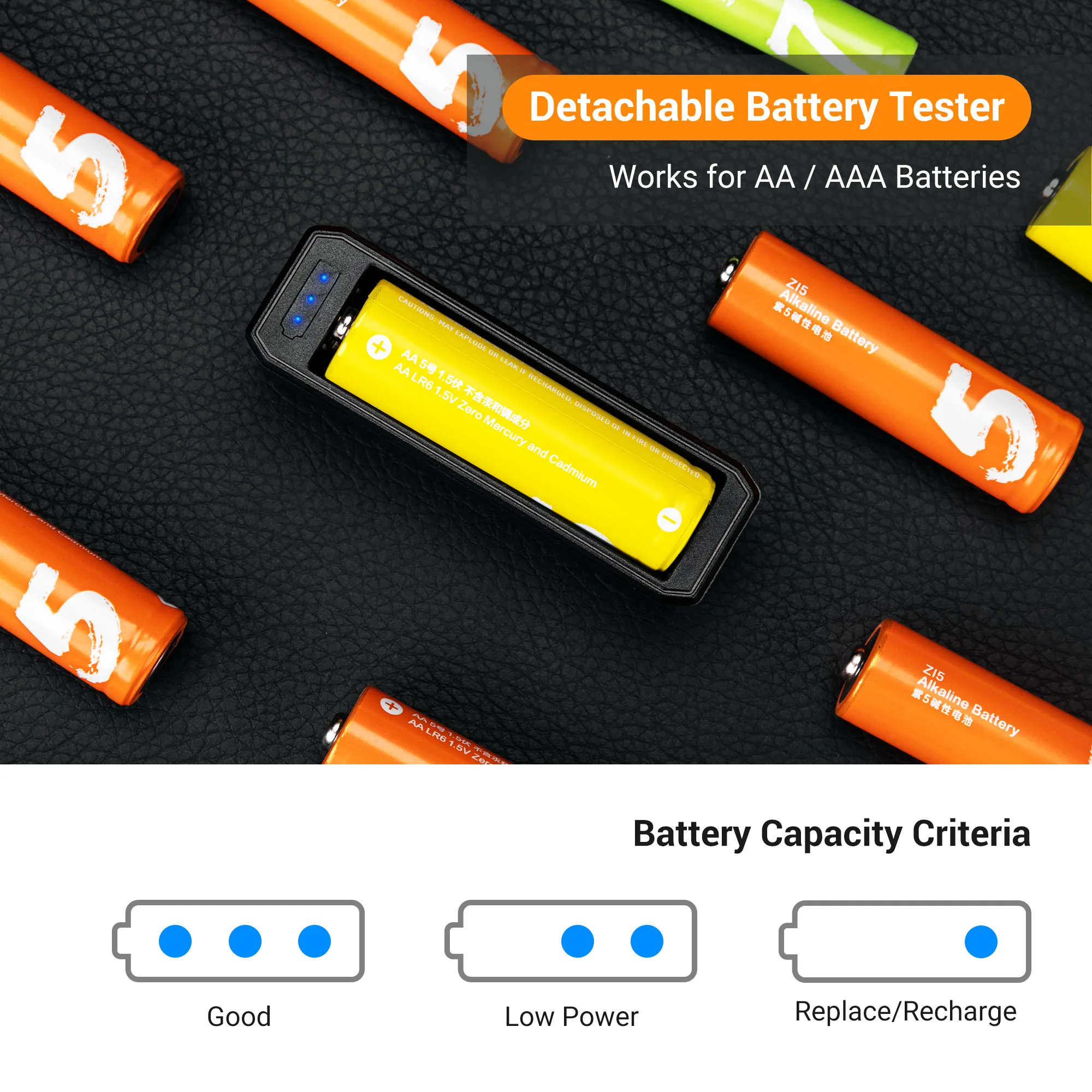 AA AAA Battery Storage Case Holder with Battery Tester Waterproof Hard Battery Organizer Container for 14 x AA &10 x AAA Battery