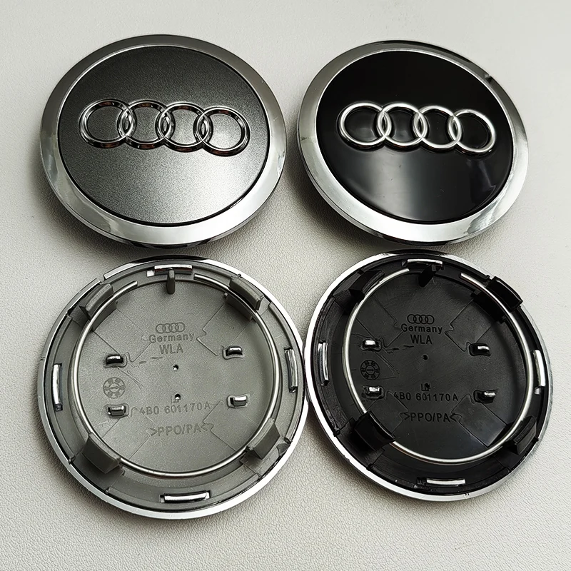 4pcs 69mm Black Grey Car Badge Wheel Center Hub Cap Rim Caps For Audi Emblem 4B0601170A A3 A4 A6 Q3 Q5 Q7 A5 A7 Q2 Accessories