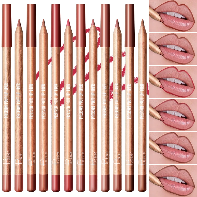 Pudaier Set di 12 matite per labbra multicolori opache impermeabili, regalo di San Valentino naturale a lunga durata, resistente al sudore