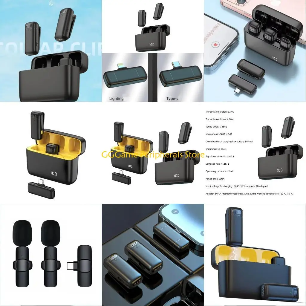 

U55B 2.4G Wireless Lavalier Microphone Mini Video Microphone With Charging Box for Streaming Broadcast Video Recorder