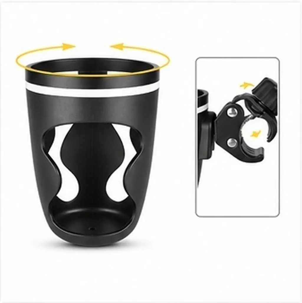 Plastic Baby Stroller Cup Holder Organizer Bottle Holders For Bike Commute Black Adjustable Rotatable Clamp
