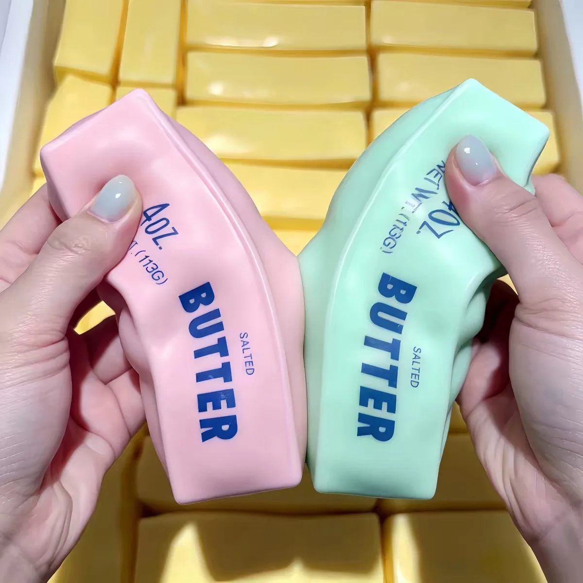 Butter Stick Squishy Stress Ball Fidget Toy Crunchy Squeeze Toy Round Blocks Filled ASMR Anti Stress Release Hand Relax GiftToy