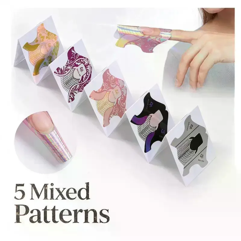 100/300 Pièces Supports autocollants pour extensions d'ongles en papier, pochoirs pour gel acrylique, outil d'art des ongles pour la construction de faux ongles