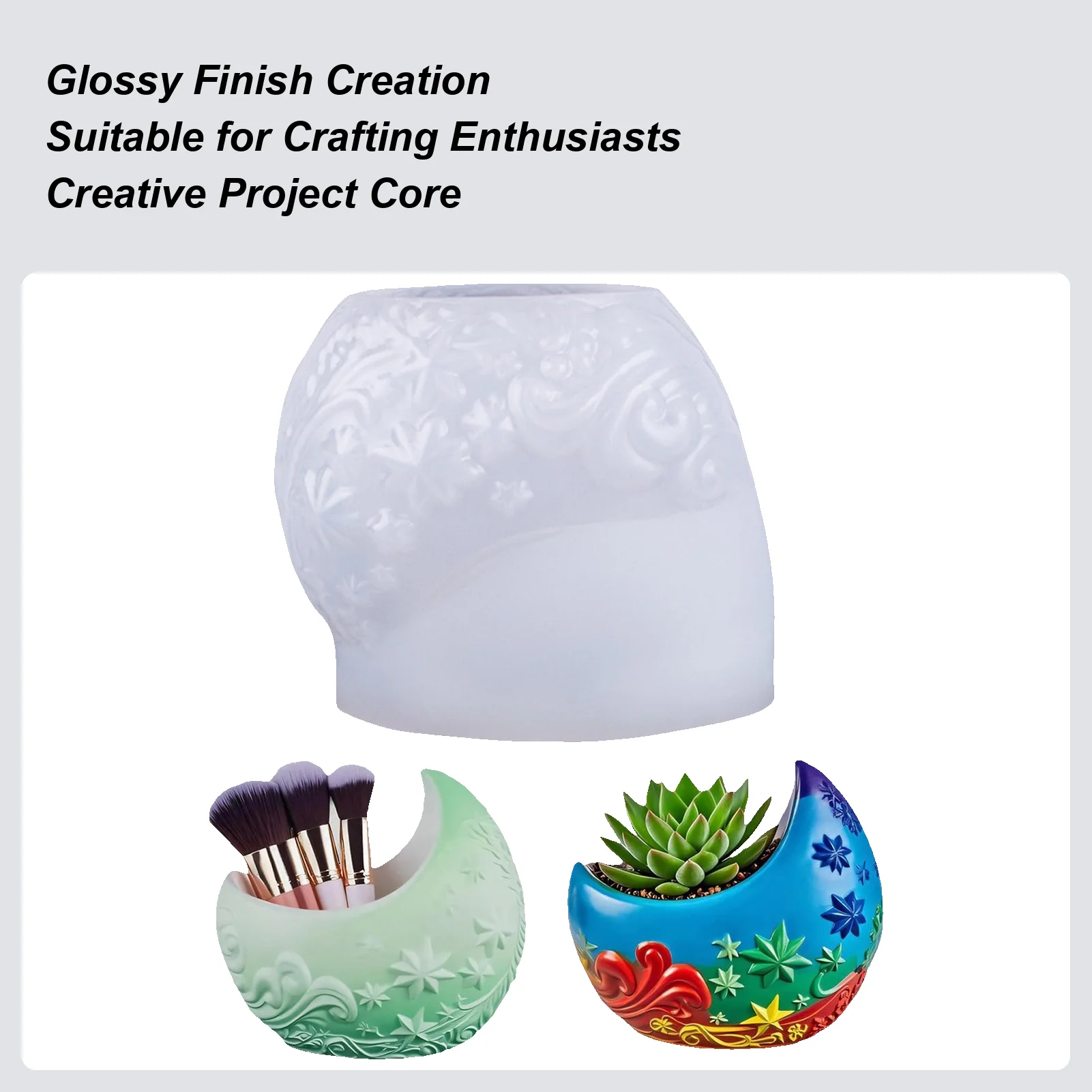 

DIY Silicone Moon Flower Pot Mold Christmas Reusable Non-Stick Candle Holder Mold For Concrete Epoxy Resin Cement Plaster