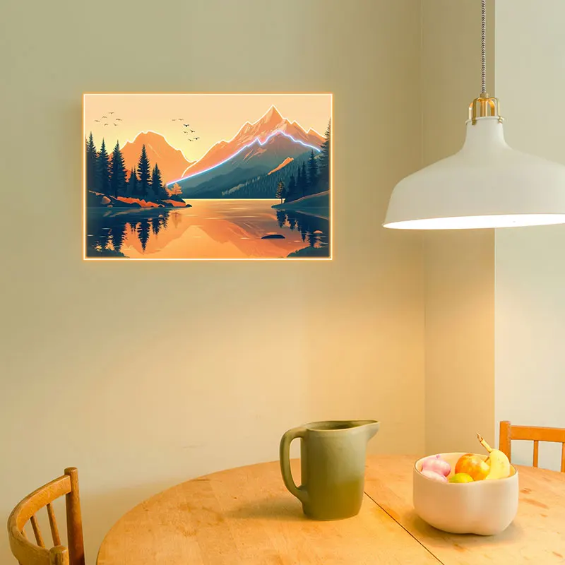 Golden Mountain Sunrise Neon Light - Stunning Nature-Inspired LED Sign, Ideal Wall Decor for Relaxing Ambiance in Any Room