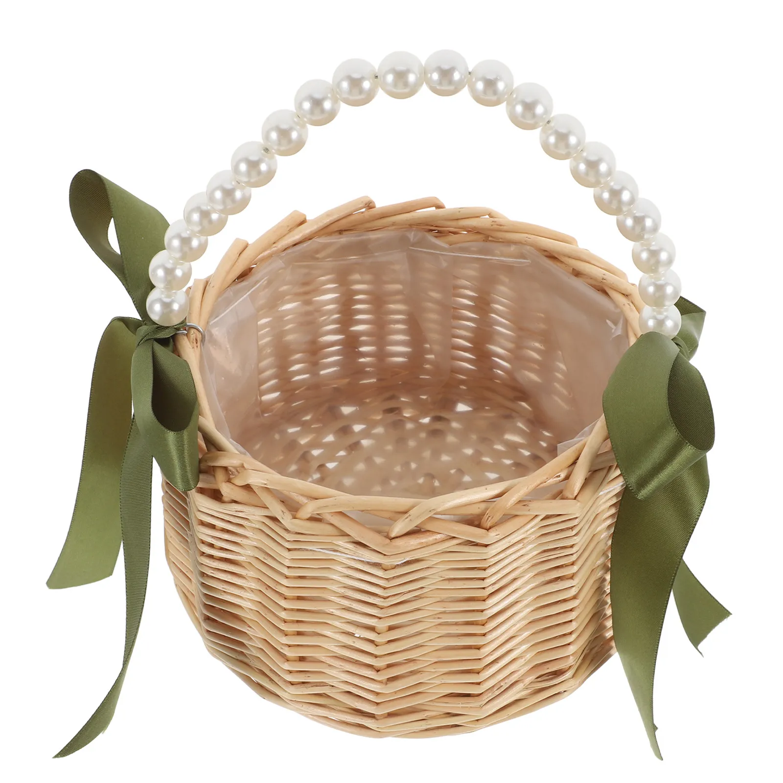 

Маленькая плетеная корзина из жемчужной лозы ручной работы для цветов, для девочки-цветочницы на свадьбу, деревенская декоративная корзина с ручкой для мероприятий