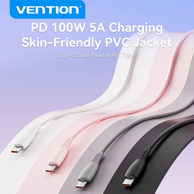 Vention 100W USB-C Kabel Typ C zu USB-C PD Schnellladekabel Typ-C Datenkabel für iPhone 17 16 15 Pro Max Samsung S26 S25 Xiaomi 17