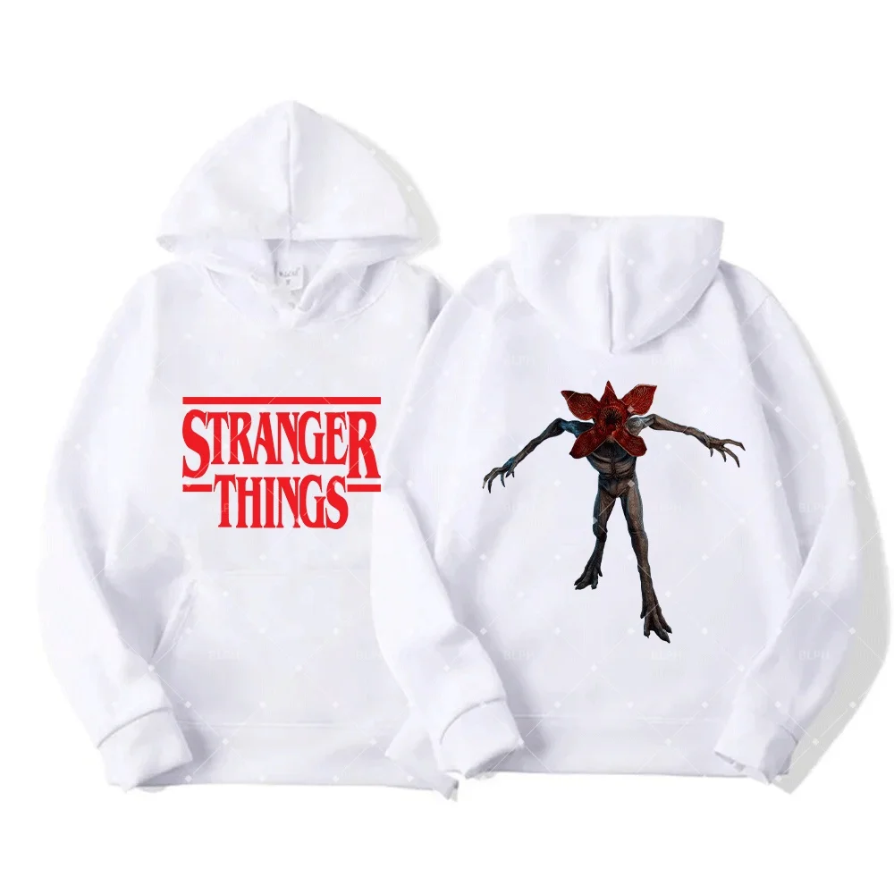 Hūdijs: Stranger Things Demogorgon vecāku-bērnu hūdijs, ērts fanu džemperis.