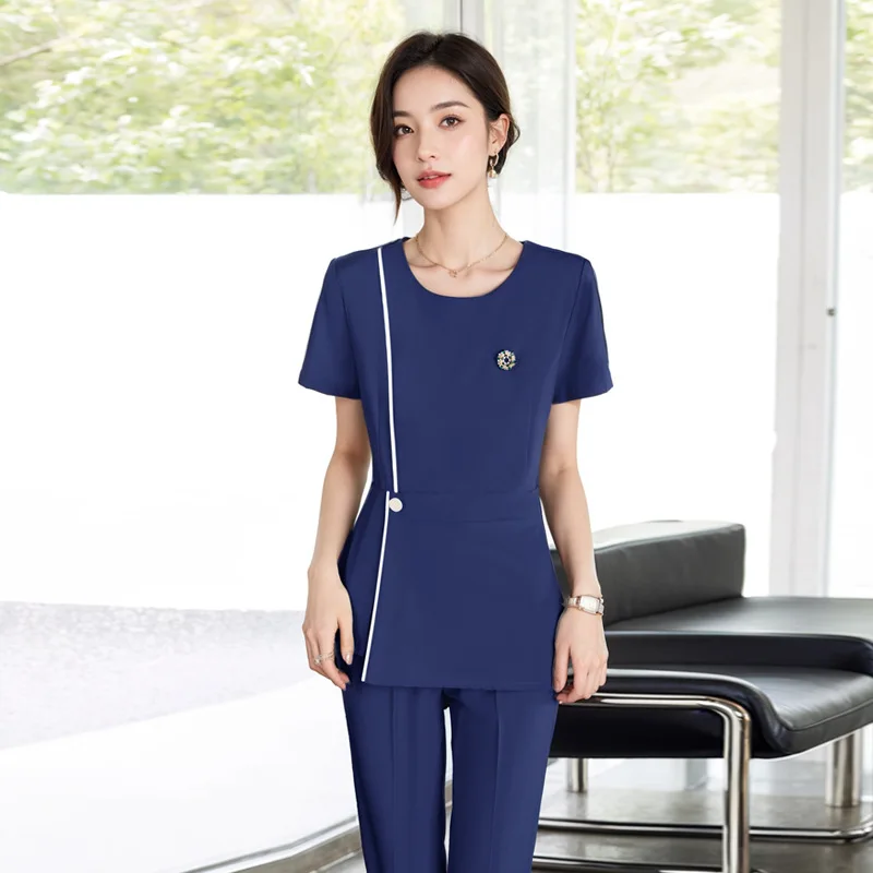 

Professional Outfit Set for Women Spring and Autumn Elegant Flight Attendant Uniform Workwear Beautician Jewelry Hotel Front Des