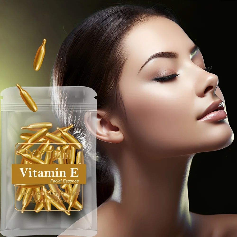 Vitamin E Capsule Essence, Secondary Essence Capsule, Moisturizing and Hydrating Facial Skin (0.4g X 30 Capsules)/Bag - 1 Bag