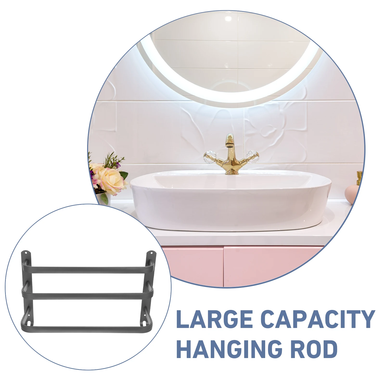

Aluminum Bathroom Shelf 40cm Gun Gray Single Rod Towel Drying Rack Holder Kitchen Bath Balcony Storage Practical Multi