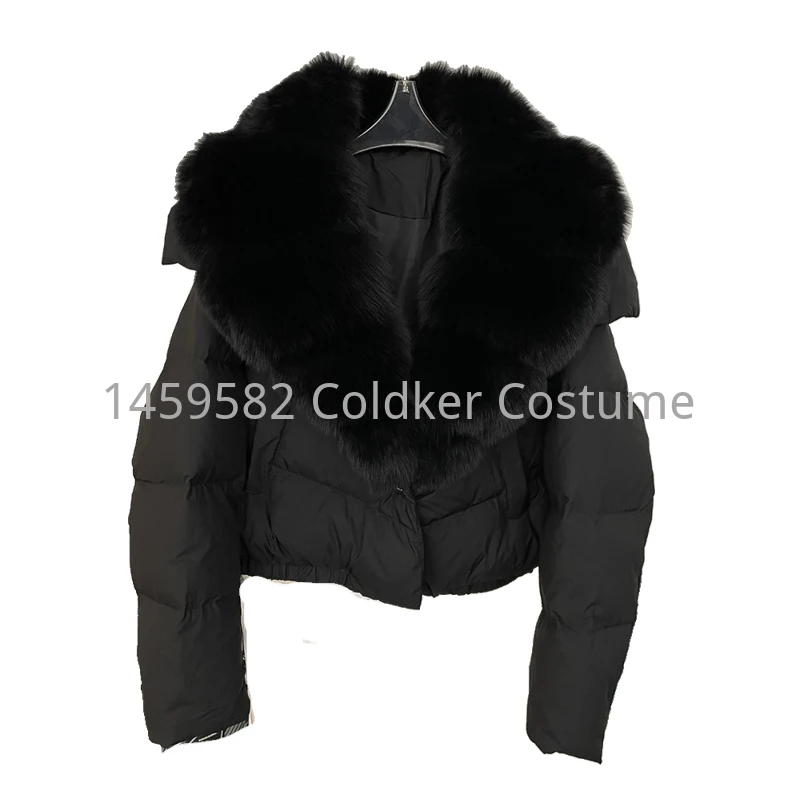 Short Puffer Jacket Thick New Big Natural Real Fox Fur Jacket Women Autumn Winter Female White Duck Down Coat Feather