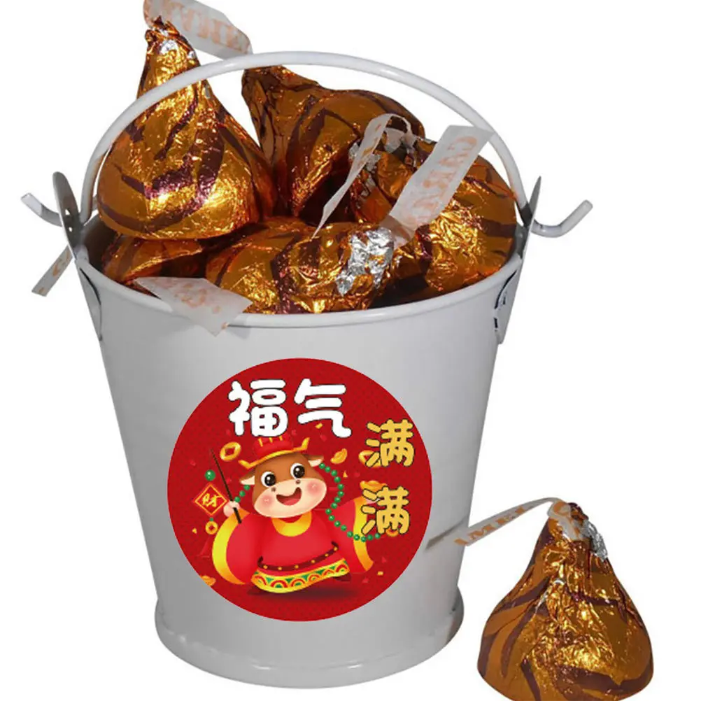 1 rollo de pegatinas decorativas de Año Nuevo de buey, etiquetas autoadhesivas de sellado para regalo de Festival de Primavera, pegatinas para Festival de Primavera