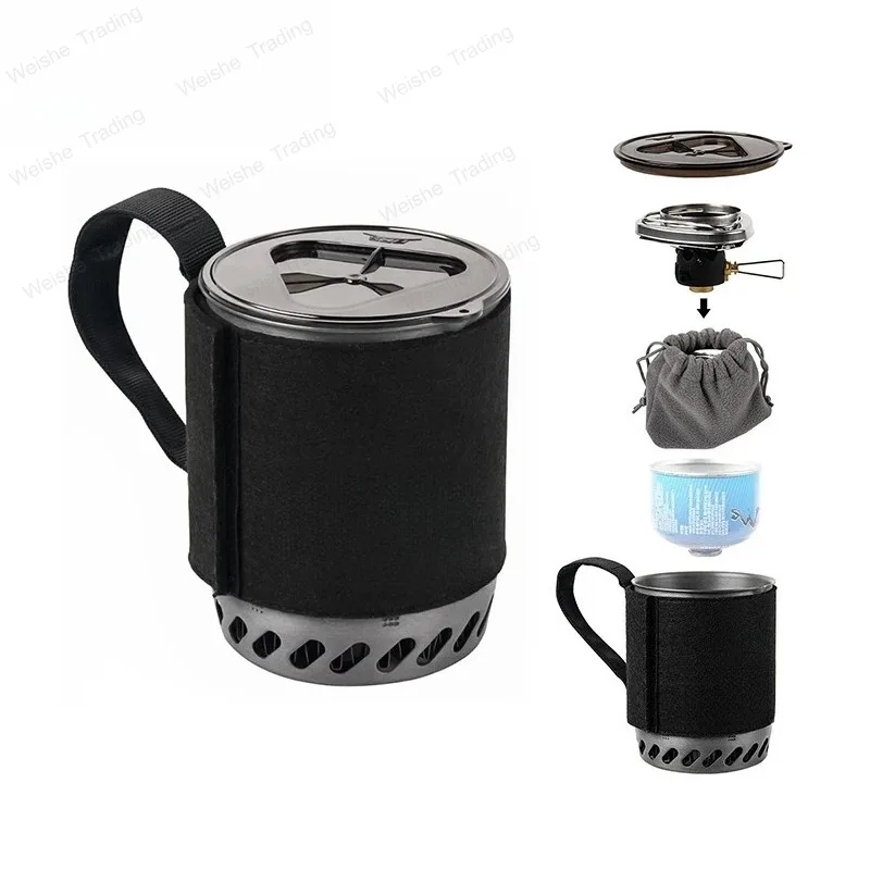 Camping Integrated Heat Collecting Pot Burner Ultralight Portable Hiking Furnace Outdoor Cooking Backpacking Stove System