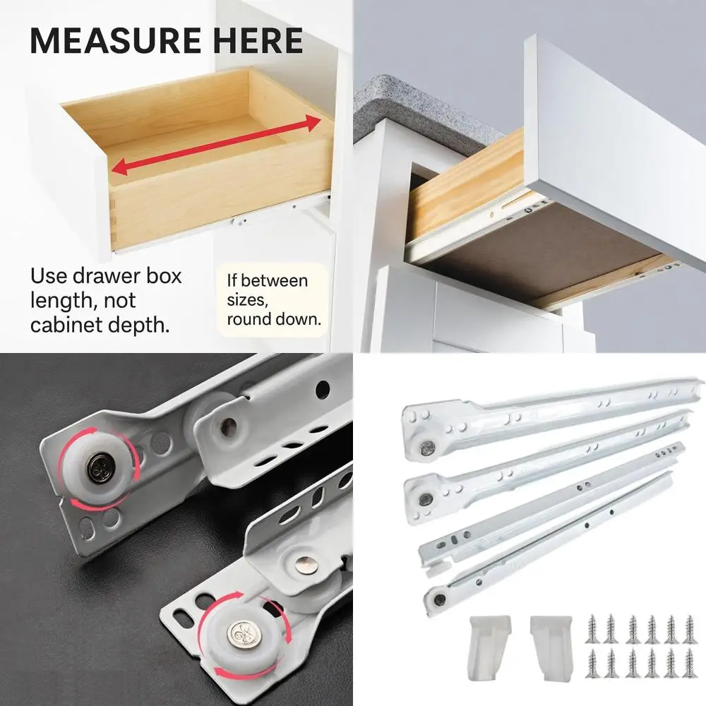 

Набор из 30 европейских направляющих, 16 дюймов, грузоподъемность 75 фунтов, холоднокатаная сталь, с порошковым покрытием, с кронштейнами и винтами