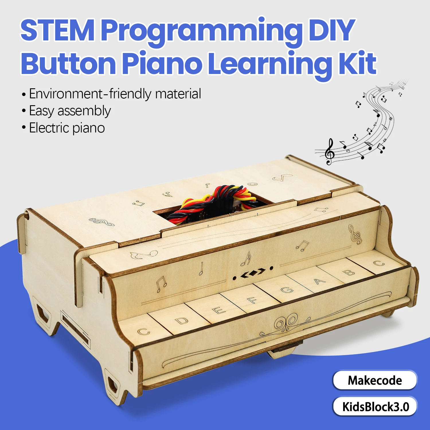 Stem Programming DIY Button Piano Learning Kit Kids Educational Stem Toys Programmable Project Kits with Microbit Board