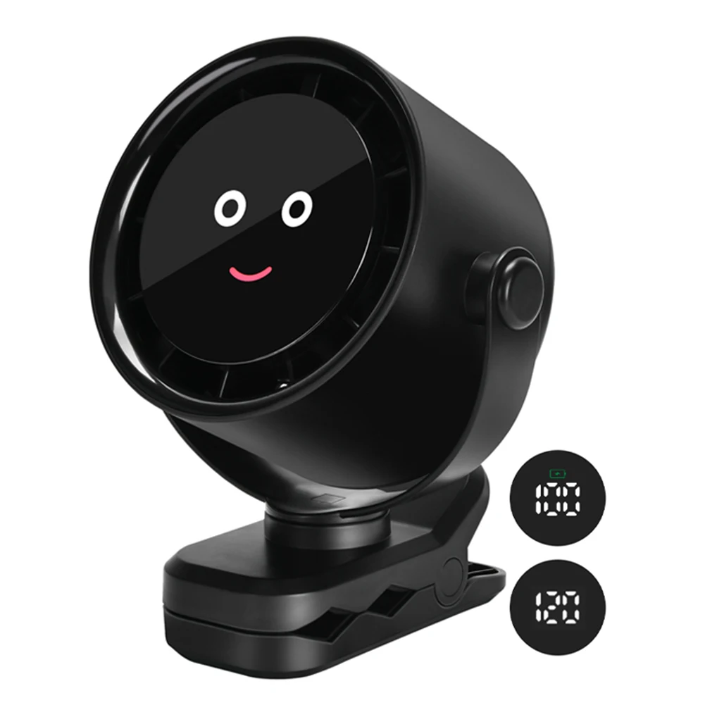 استخدام داخلي 14.8*8*17.3 سنتيمتر مروحة مكتب صغيرة مروحة بمشبك صامت قابل للتعديل سرعة الرياح قدرة البطارية العالية شاشة LED